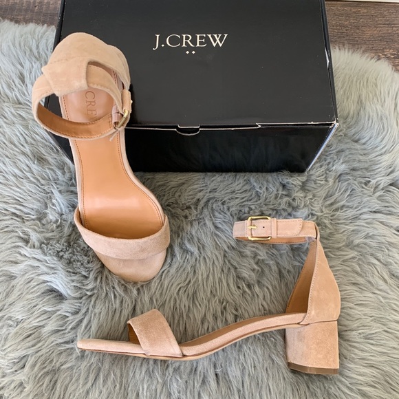 J. Crew Factory Shoes - J. Crew Suede Block Heel Sandals Ashen Khaki H7237